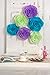 Paper Flower Decorations, Large Crepe Paper Flowers, Giant Paper Flowers (Purple, Blue, Light Green, Set of 6) for Wedding, Bridal Shower, Baby Shower, Wall Decorations