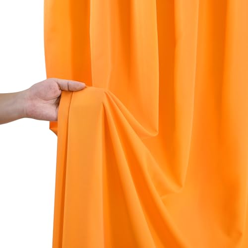 Image of Orange Backdrop Curtains 2 Panels 5ft x 8ft Polyester Photo Drapes for Backdrop Halloween Home Party Decorations