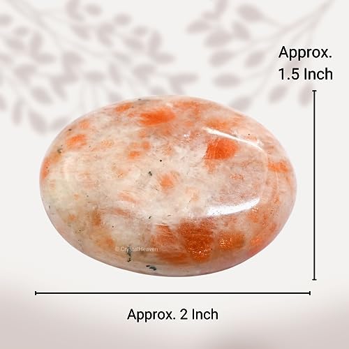 Image of Certified Sunstone Crystal Palm Pebbles Stones for Anxiety Stress Relief Massage - AAA Grade Original Healing Gemstone Agate Palm Stone for Yoga Meditation Spiritual Reiki Feng Shui
