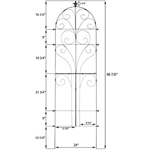 H Potter Garden Trellis for Climbing Plants Iron Metal Outdoor Scroll Wall Decor or Flowers Roses Vine Ivy Clematis GAR214 Large