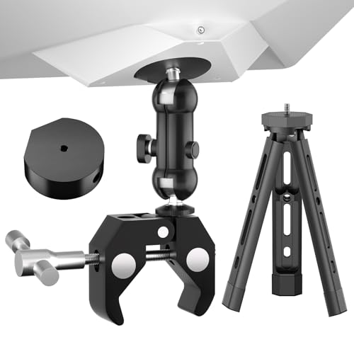 QDOJC Starlink Mini Clamp Mount 2025, Aluminum Starlink Mini Mount for RV Ladder, Adjustable Aluminum Tripod Stand with Pipe Adapter, Portable Mounting Kits for Boat Yacht Rail Vehicle Pole