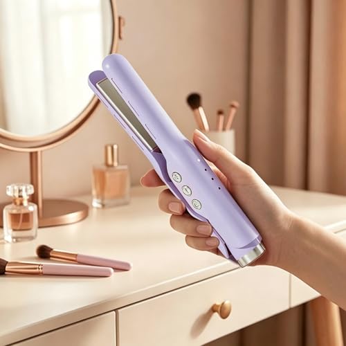 Mini plancha para cabello púrpura con placas de 1.4"