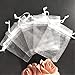 25/50pcs Sacs en tulle Organza Sheer Gaze Element Bijoux Sacs Emballage Drawable Organza Sacs pour Mariage Sac Cadeau De Noël 5z-Blanc,15x20 cm,25pcs