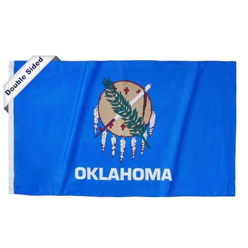 SYII Oklahoma State Flag 3x5 Feet Double Sided 3 Ply State of Oklahoma OK Flags with 2 Brass Grommets Heavy Duty Polyester Vivid Color Outdoor Banner