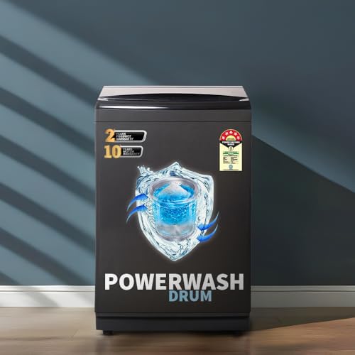 Image of SHARP 11 kg Fully Automatic Top Load Washing Machine with Toughened Glass (ES-T110N-BK, Color - Black, Soft Close, Hot & Cold Water Dual Inlet, Add Laundry)