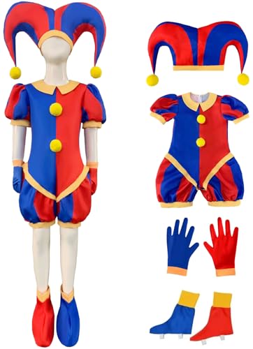 Cosplay Pomni pour Halloween et soirées à thème combinaison cirque avec accessoires de clown