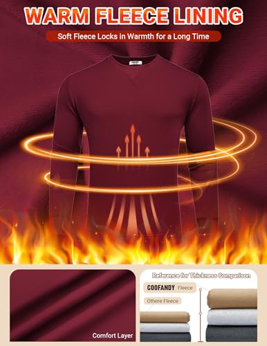 COOFANDY Men's Long Sleeve Crewneck Sweatshirt Casual Fleece Pullovers Fashion Winter Sweatshirts Heavyweight Warm Pullover Wine Red - image 4