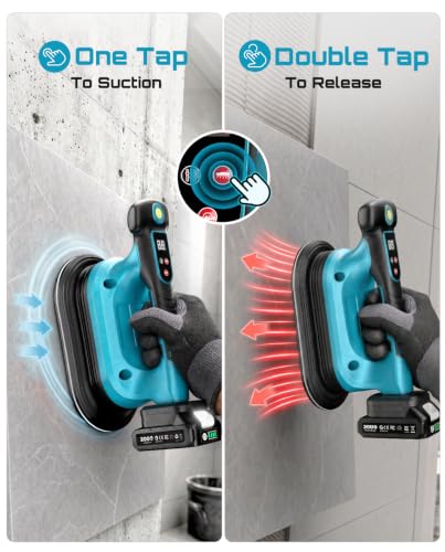 Image of TTile Vibration Tool with 285mm Electric Suction & Release, 2 x 2000mAh | 28000 r /min, 12 Speeds, 550 lb Holding Power, Fits 12 x 12 to 118 x 118 in Tiles, For Floor, Wall, Ceramic, Porcelain