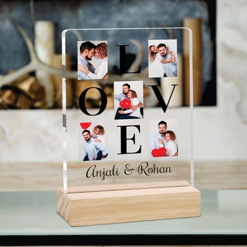 Image of Giftplease Customized Photo Frame with Wooden Stand | Transparent | Personalized Couple Picture Frame Gift for Girlfriend, Boyfriend, Husband, Wife |Anniversary, Wedding, Valentine s Day C 11