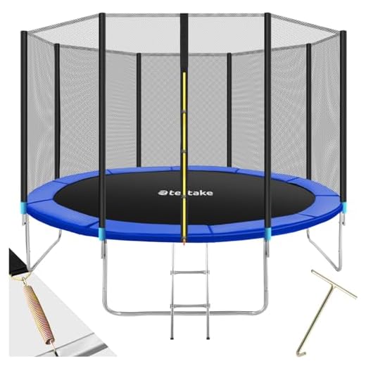tectake® Trampoline de Jardin Extérieur Ø 366 cm Trampoline Rond avec Échelle, Filet de Protection & Tour rembourré, Enfants Adultes Certifié GS pour Une Sécurité Maximale