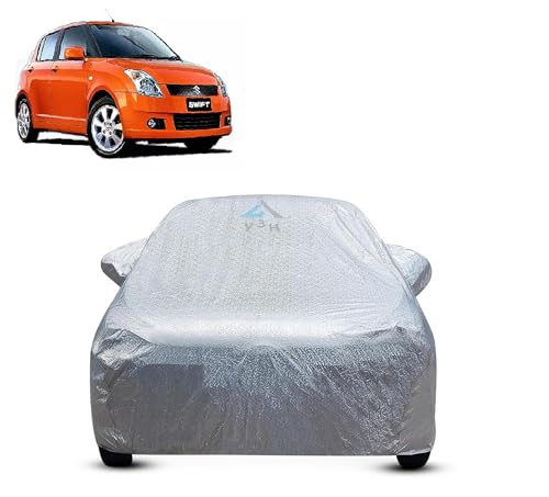 Image of Y3H 100% Waterproof Car Cover Compatible with Maruti Suzuki Swift Old (Model : 2005-2017) Custom Fit Body Covers with Mirror Pockets | Color : Metalic Silver