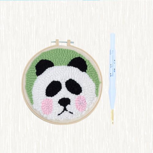 Kit de bordado aguja perforadora de panda con hilos de lana y bastidor para decoración 6