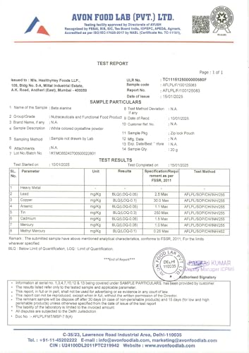 HealthyHey Sports - Beta-Alanine Powder for Endurance - 250 grams