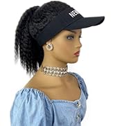 VAVANGA Hat Wig for Black Women - Black Hair with Hat Ponytail Wig Baseball Cap Attached Afro Kin...
