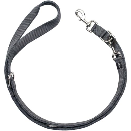 HUNTER DIVO & Maldon Verstellbare Hundeführleine, Nylon, gepolstert mit weichem Mesh-Material, 25/300, grau/grau