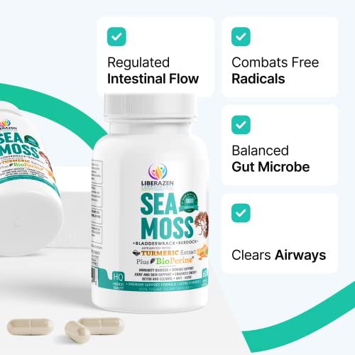 Organic Irish Sea Moss Pills - Wildcrafted Dr Sebi Inspired Seamoss Blend with Turmeric, Burdock Root & Bladderwrack, Enhanced with Black Pepper - 60 Capsules - Image 7