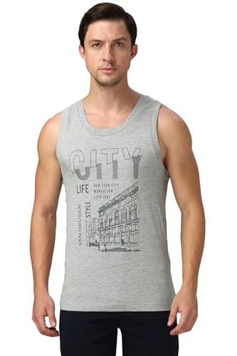 Image of Van Heusen Men's Cotton Regular Fit Sport Graphic Print Vest - Super Soft, Sleeveless,