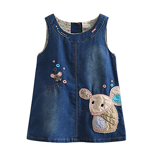 Robe jean bleu Mud Kingdom pour petite fille 6 ans broderie souris