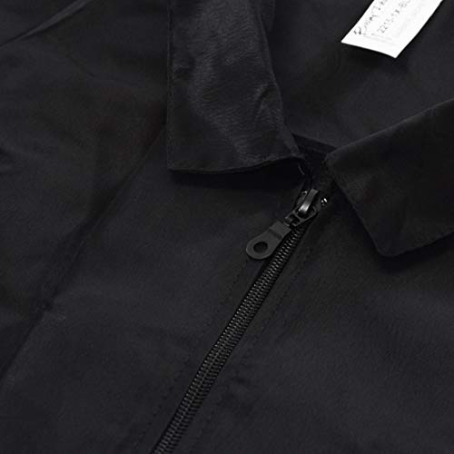 A Size Above Big & Tall Barber Jacket, Cut for Fuller Figures, Short Sleeve with Zipper Front, Left Breast Pocket Plus Two Lower Pockets, Lightweight, Water Resistant Nylon/Poly, Black, 4X2