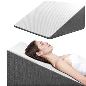 OAISZ Wedge Pillow for Sleep Apnea, Bed Wedge Pillow for Headboard, Headboard Triangle Pillow Wedge for Acid Reflux, After Surgery, Snoring, Cooling Memory Foam Top, Removable Cover, 24x24x12Inch
