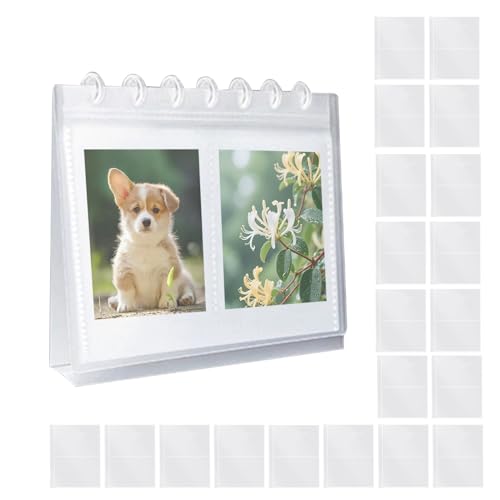 Álbum de fotos para el escritorio, almacenamiento para tarjetas de imágenes con páginas de relleno, álbum de fotos para la mesa, para salón, habitación de estudiantes, apartamentos, mesita de noche