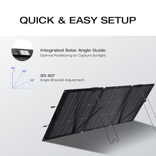 EF ECOFLOW 160 Watt Portable Solar Panel for Power Station, Foldable Solar Charger with Adjustable Kickstand, Waterproof IP67 for Outdoor Camping RV Off Grid System