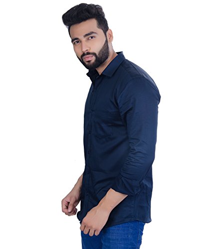 Image of Fifth Anfold Men's Pure Cotton Solid Color Mandarin Collar Full Sleeve Casual Wear Shirt, Office Wear for Men