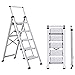 XinSunho Escabeau pliable à 5 marches, poignée rétractable, avec large pédale antidérapante, tabouret en aluminium, 5 marches, échelle de sécurité de 150 kg