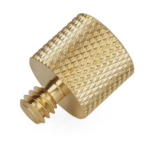 Standard 3/8"-16 Female to 1/4"-20 Male Tripod Thread Reducer Screw Adapter (Brass) Precision Made (2 Pack)