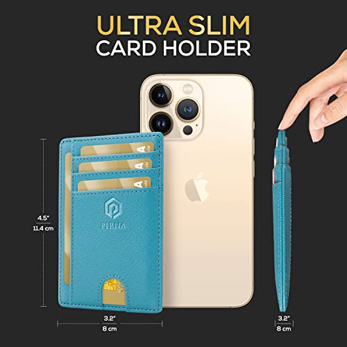 Portafoglio Uomo Slim - Piccolo Portafoglio Sottile Uomo Rfid - Porta Carte Di Credito Con Taschina Per Soldi E Confezione Regalo, Mini Portafogli Uomo E Donna, Card Holder Wallet - Blu Oceano - 5