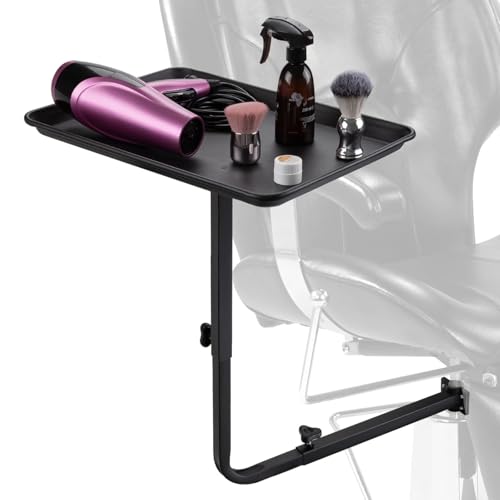 Salon Chair Tray, 360 Degree Rotation, Adjustable Extension, Metal