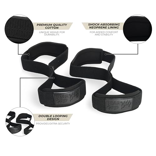 Image of BEAR GRIP - Premium Figure 8 weight lifting straps (sold in pairs) (Black)