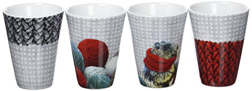 Laissez Lucie Faire MARM9151 Set de 4 Gobelets à Café Céramique Marmotte 23 x 6,5 x 7,5 cm
