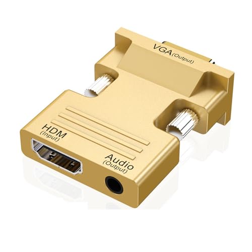 Qsvbeeqj 1080P HDMI zu VGA Adapter Gold