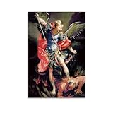 ckklik Poster mit Erzengel Michael, religiöse Wanddekoration, biblischer Druck, spirituelles Kunstwerk, Engelsfigur, Heimdekoration, klassische Kunst, inspirierende Wand, einzigartige Geschenkidee