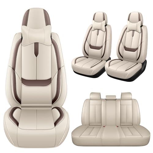 Custom Fit Seat Covers for Mercedes-Benz GLC 300 2017-2026, Abrasion & Stain-Resistant Leatherette, Soft Breathable Design for Lasting Comfort(5 Seats Luxury,Beige Brown)