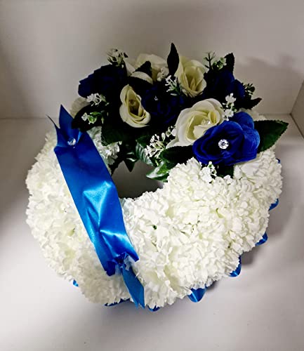 Artificial Silk Ring Heart Funeral Flower Tribute Letters Wreath Memorial Dad Mum Nan Wife Bro