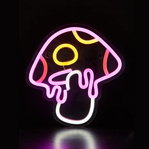 Image of LED Neon Mushroom Cute Neon Sign, USB Powered Neon Signs Night Light, 3D Wall Art & Game room Bedroom Living Room party Decor lamp for Children Kids Girls Boys
