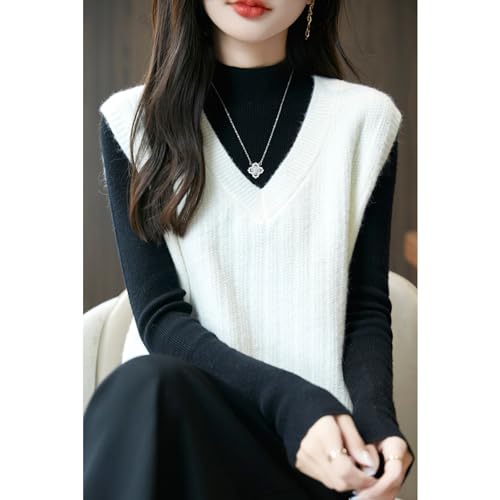 Image of Blostirno Women's Sweater Vest V Neck Sleeveless Solid Trendy Ribbed Knit Pullover Sweaters Crochet Flower Tank Tops