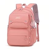 Armbq Pink Girls School Backpack,Kids Backpack for Teen Girls Elementary Middle School Bookbag Multi-pocket Fashion Daypack