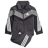adidas Unisex Baby I Fi Shiny Ts Sportanzug, Karbon/Gricua/Schwarz/Weiß, 12 Meses
