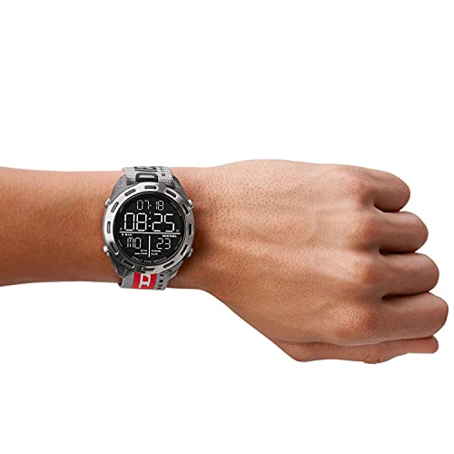 Diesel Men's 46Mm Crusher Lightweight Nylon Digital Watch, Color: Silver, Gray Logo (Model: Dz1894) #TOP3