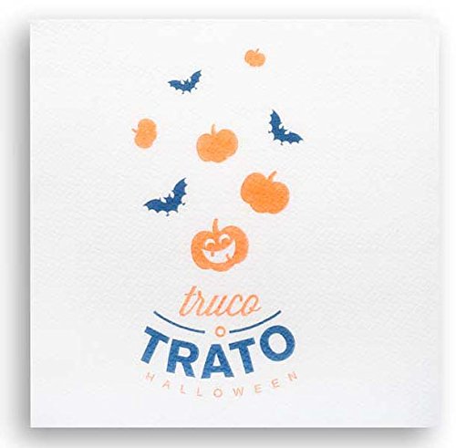 Morigami Papierservietten – 200 Stück, 30x30 Cm, 1-lagig, Mit Prägung, Kontinuierliches Halloween-Design
