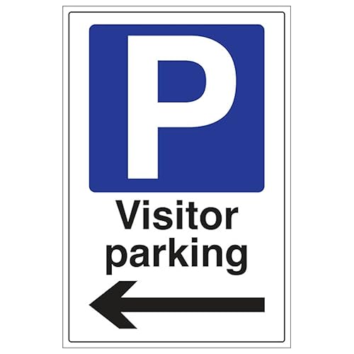 Panneau de sécurité réfléchissant parking visiteurs flèche gauche