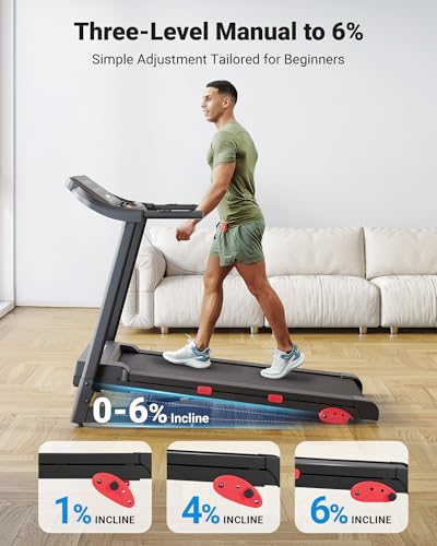 Image of THERUN Treadmill 0%-15% Incline, Runing Treadmills for Home, 3.0HP Treadmill with Incline, 0.5-9.0 MPH Foldable Treadmill with Pulse Sensors, LED Display