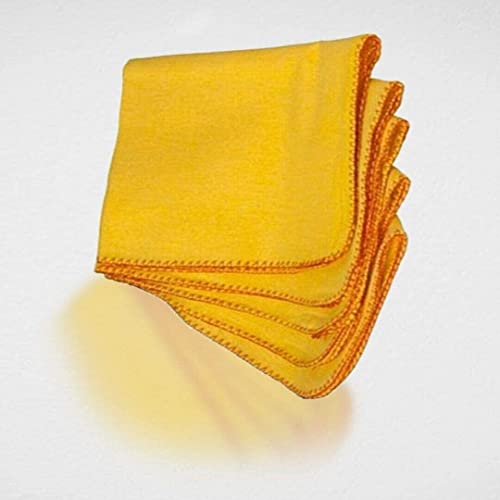 Pack of 4 Jumbo Yellow Duster 100% Cotton Cleaning Cloth Premium Quality Washable Reusable Multi Purpose Kitchen Dusting Clothe Heavy Duty Polishing Cloth 35 x 45 cm