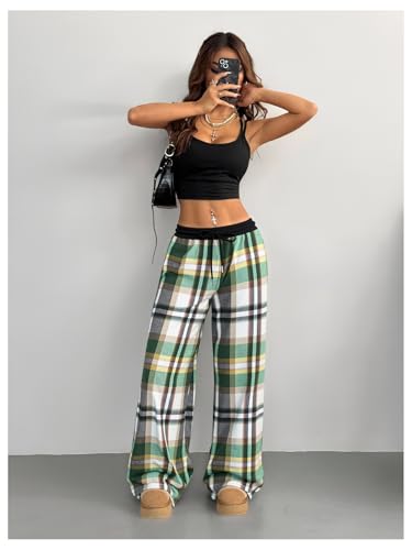Image of SOLY HUX Women's Plaid Checkered Pants Flannel Pajama Pants with Pockets