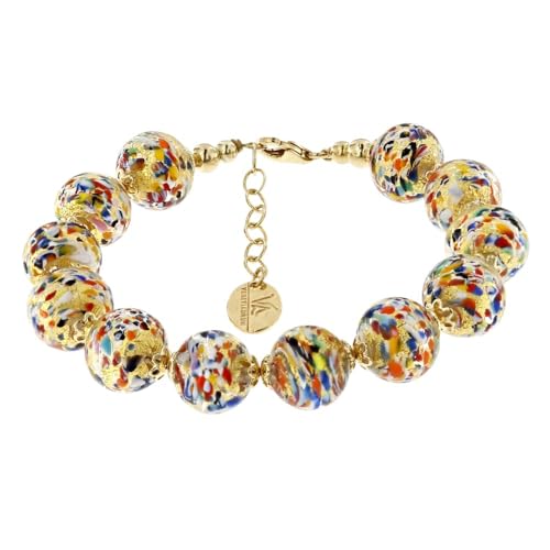 Lunghezza 20 cm + 3 cm Venetiaurum - Bracciale per Donna Con Perle 12mm In Vetro Originale Di Murano E Argento 925 - Gioiello Made In Italy Certificato
