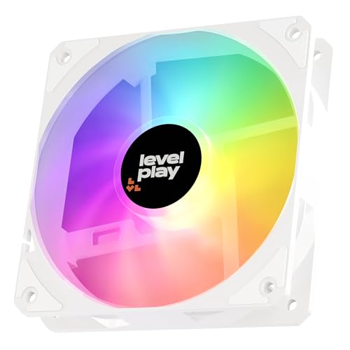 Image of Levelplay Combat Fan CF120 - 120mm ARGB Gen 2 Fan (3-Pin ARGB, 4-Pin PWM) with Ring-Connected Blades (53 CFM, 1.7 mmH2O), Quiet Performance 0-26 dBA, 0-1800 RPM ±10% - White