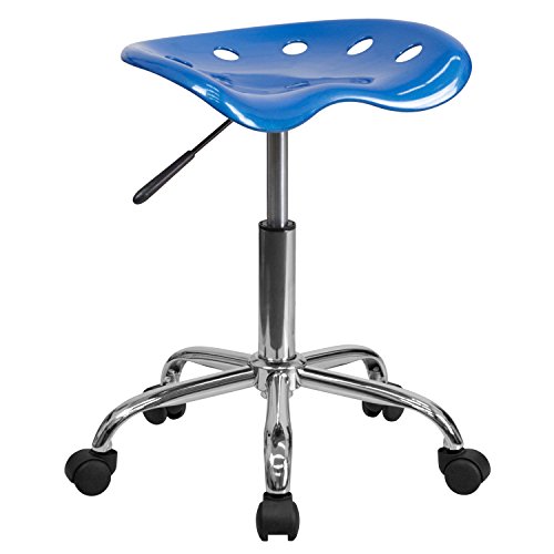 Flash Furniture Taylor Vibrant Bright Blue Tractor Seat and Chrome Stool